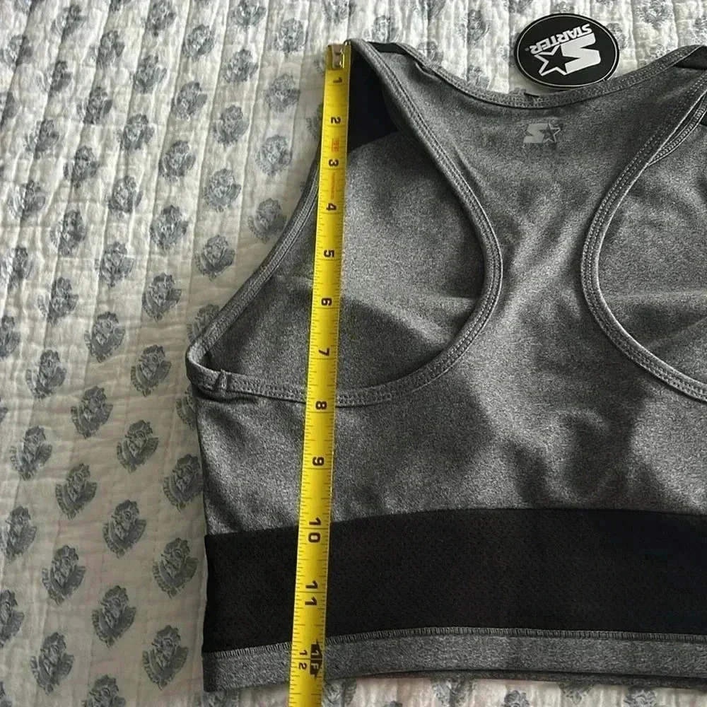 Starter Women's Gray  Medium Impact Longline Sports Bra W/Cups Built-in Bra NWT - Picture 8 of 11